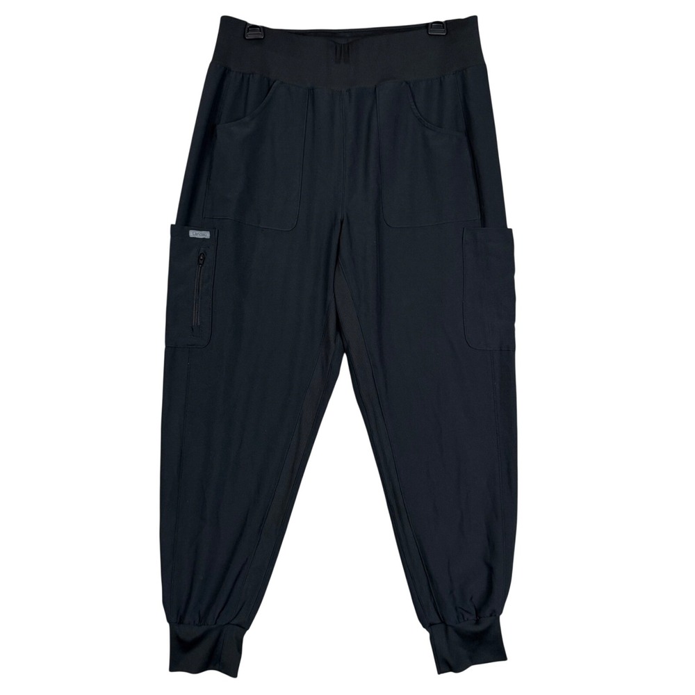 Landau Scrub Joggers L Petite 15w Black Cargo Pockets LB401P Medical Nurse Work